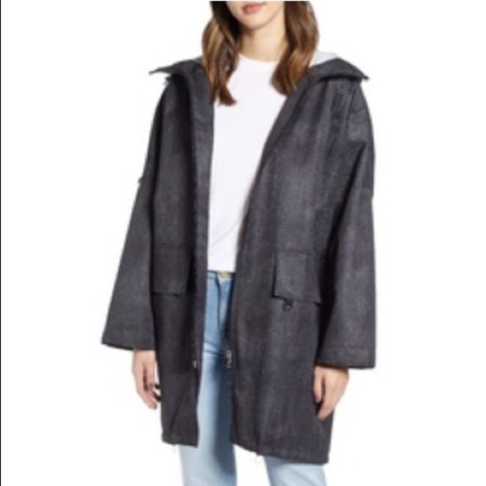 SOSKEN Sz 1-2 (US 22) Honor Denim Soft  Shell Rain Jacket Coat Oversized